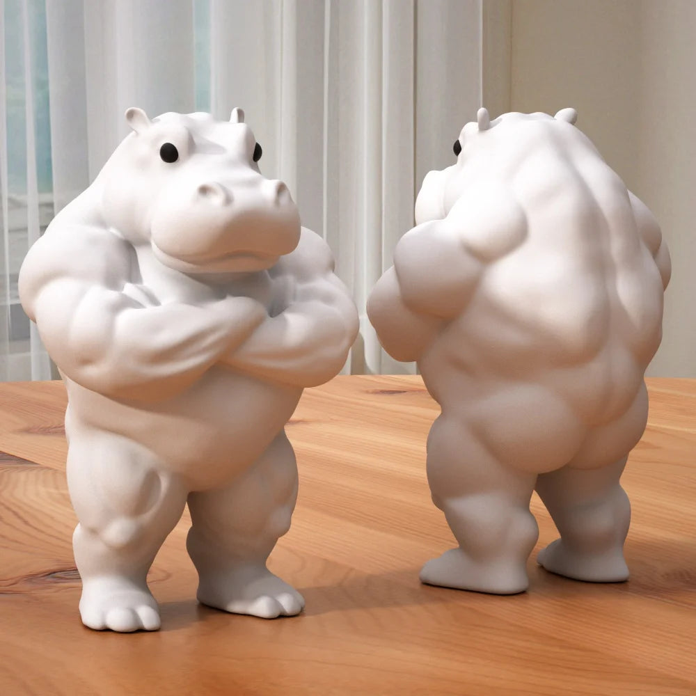 Buff Hippo Statue – Funny Desk Decor