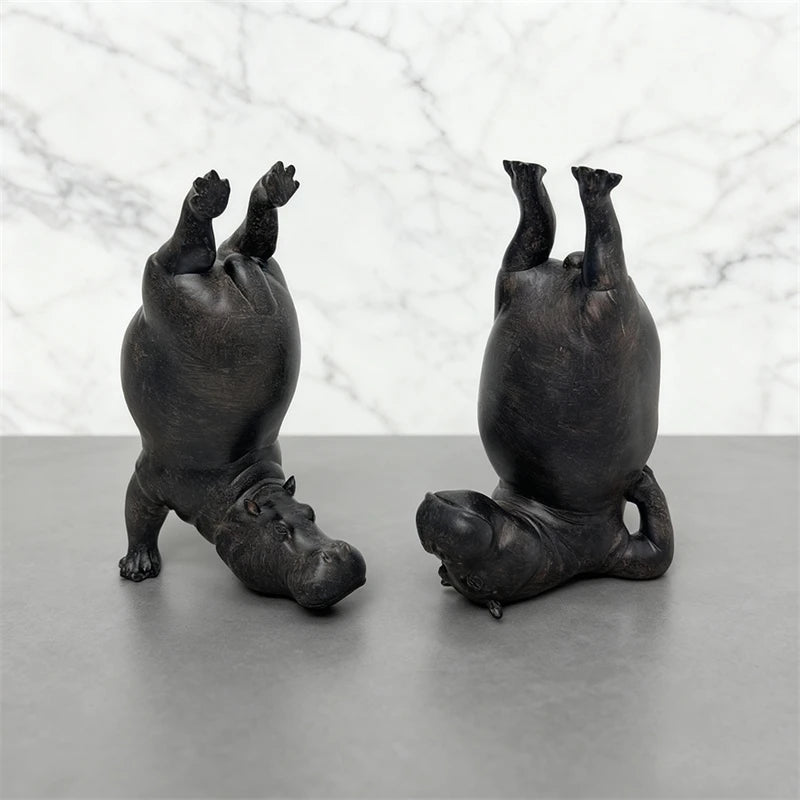 Hippo Headstand Statue – Yoga Pose Centerpiece
