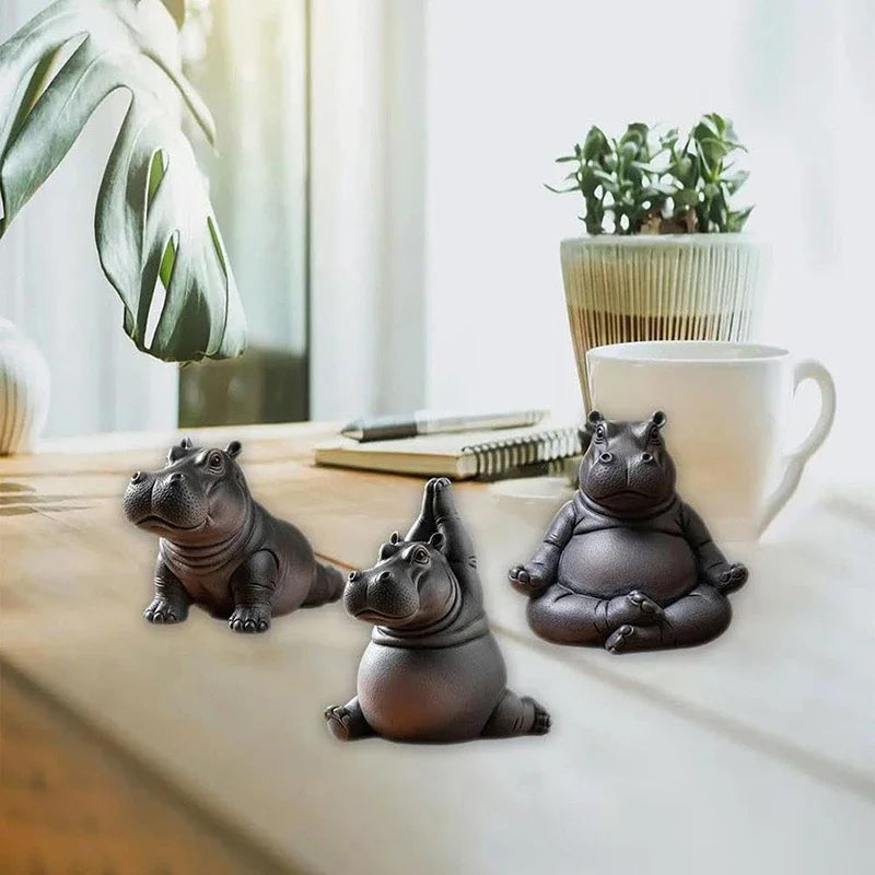 Yoga Hippo Statue