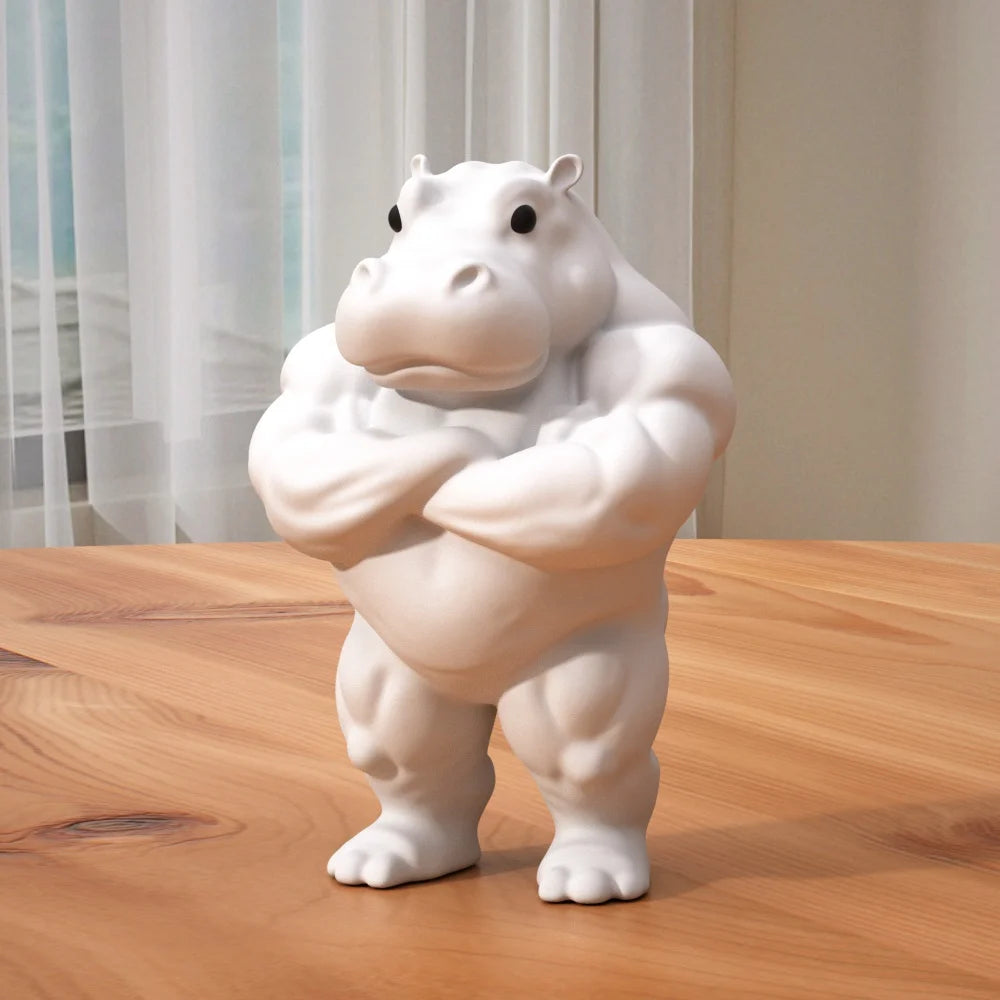 Buff Hippo Statue – Funny Desk Decor
