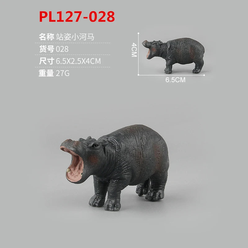 Realistic Hippo Family Figurine Set