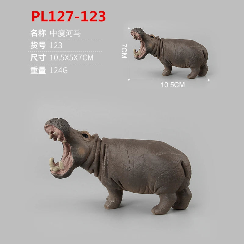 Realistic Hippo Family Figurine Set