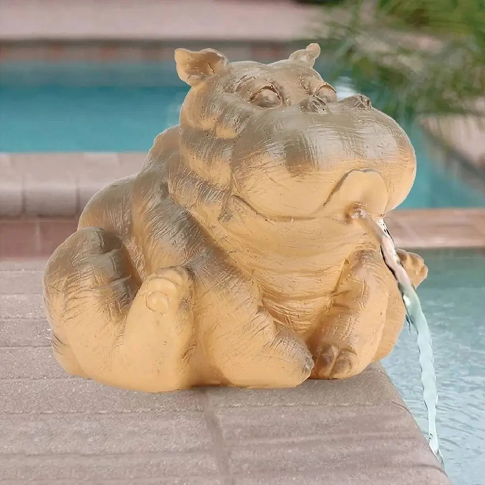Hippo Pond Spitter Statue