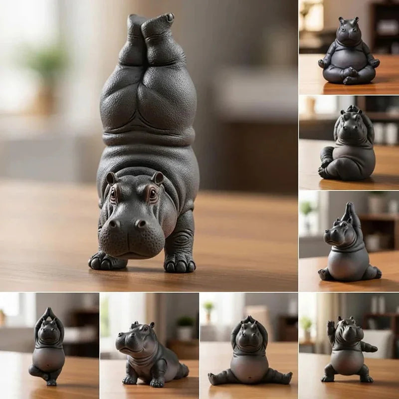 Yoga Hippo Statue