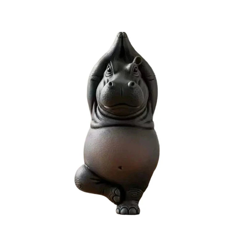 Yoga Hippo Statue