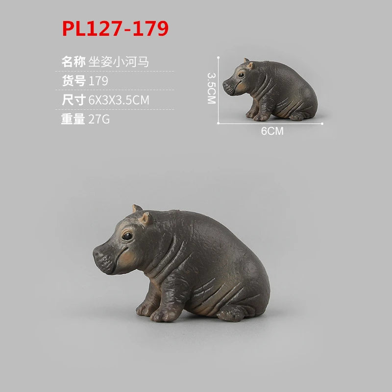Realistic Hippo Family Figurine Set