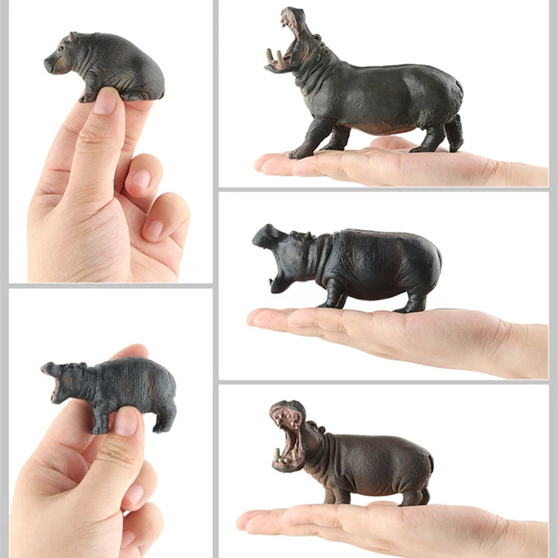 Realistic Hippo Family Figurine Set