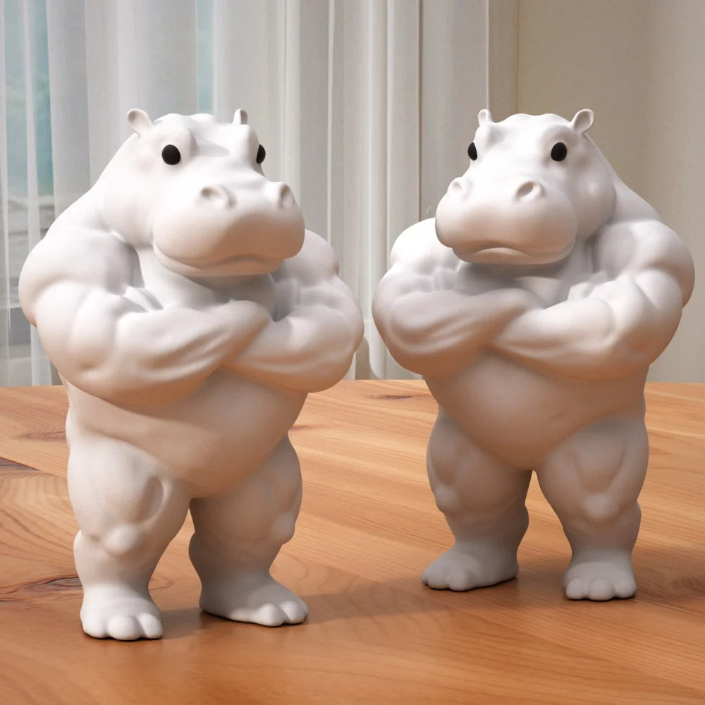 Buff Hippo Statue – Funny Desk Decor