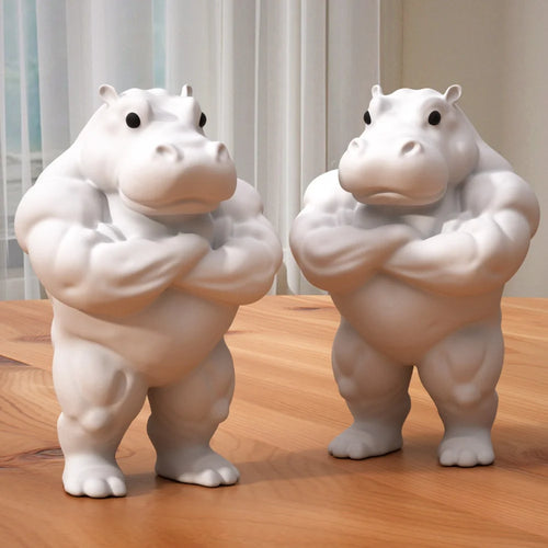 Buff Hippo Statue – Funny Desk Decor