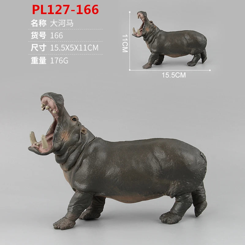 Realistic Hippo Family Figurine Set