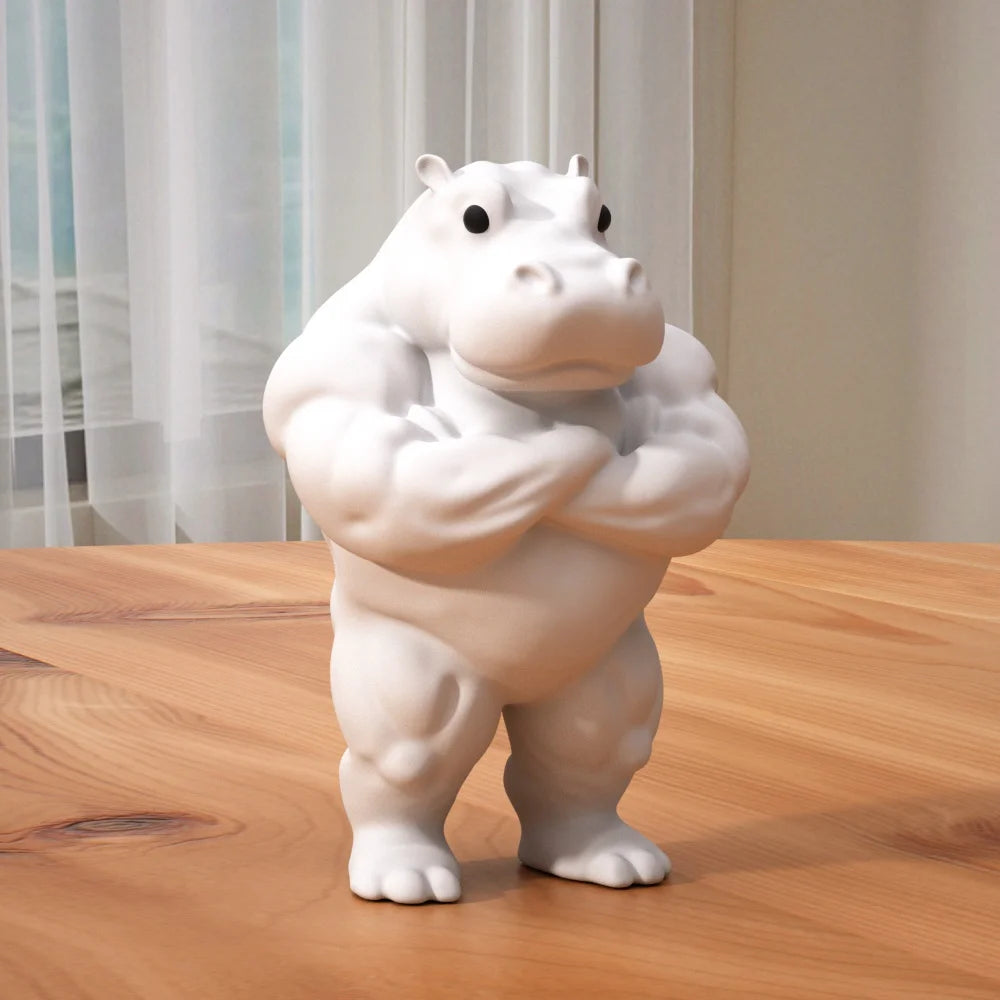 Buff Hippo Statue – Funny Desk Decor
