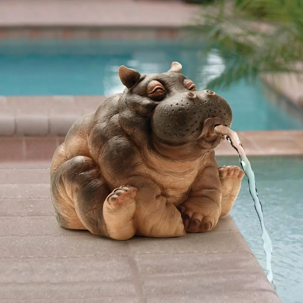 Hippo Pond Spitter Statue