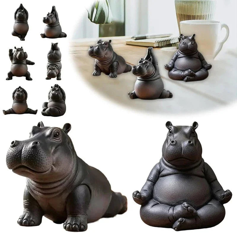 Yoga Hippo Statue